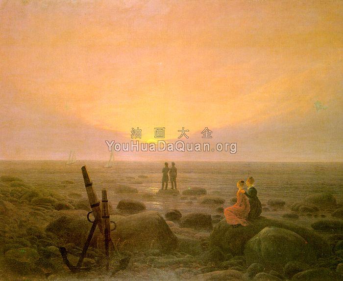 Moon rising over Sea - 卡斯帕尔·大卫·弗里德里希